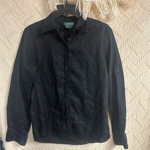 Lauren Ralph Lauren Midnight Black Linen Shirt